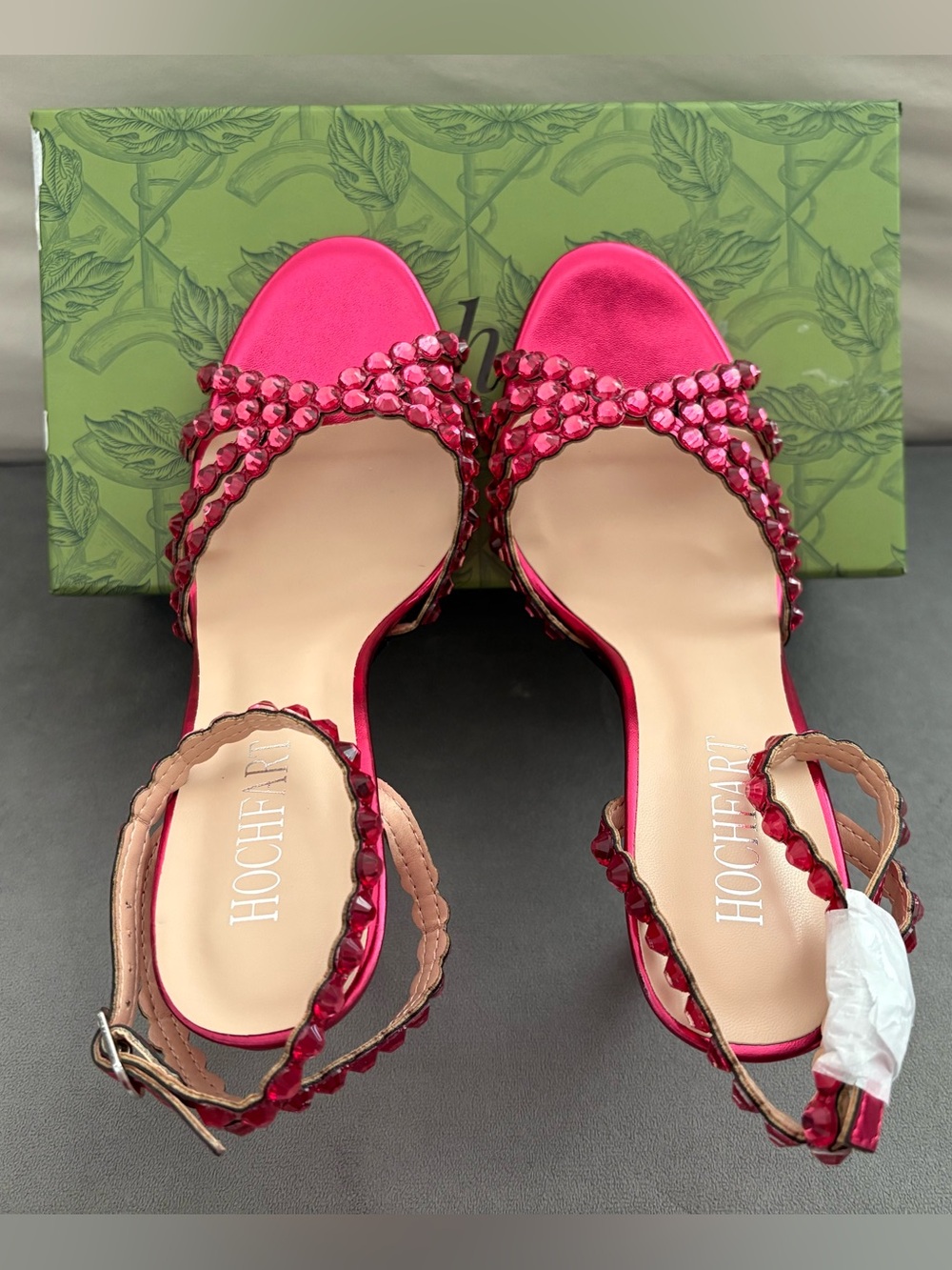 Hochfart Women’s Pink Rhinestone Strap Stiletto High Heel Sandals - US Size 6.5 - Picture 5 of 12